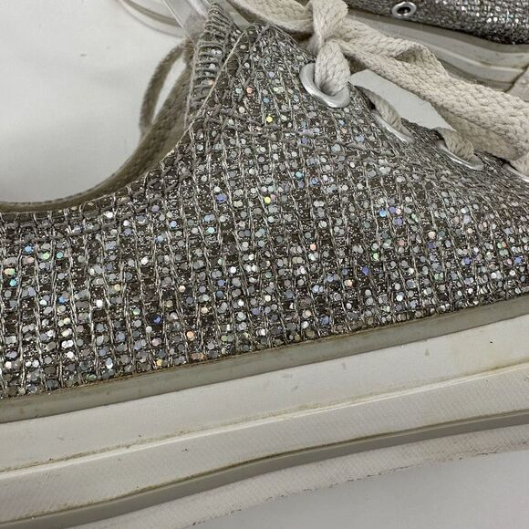 Converse All Star Low Top Sneakers Silver Glitter Womens Size 7 Prom Wedding - Picture 9 of 10
